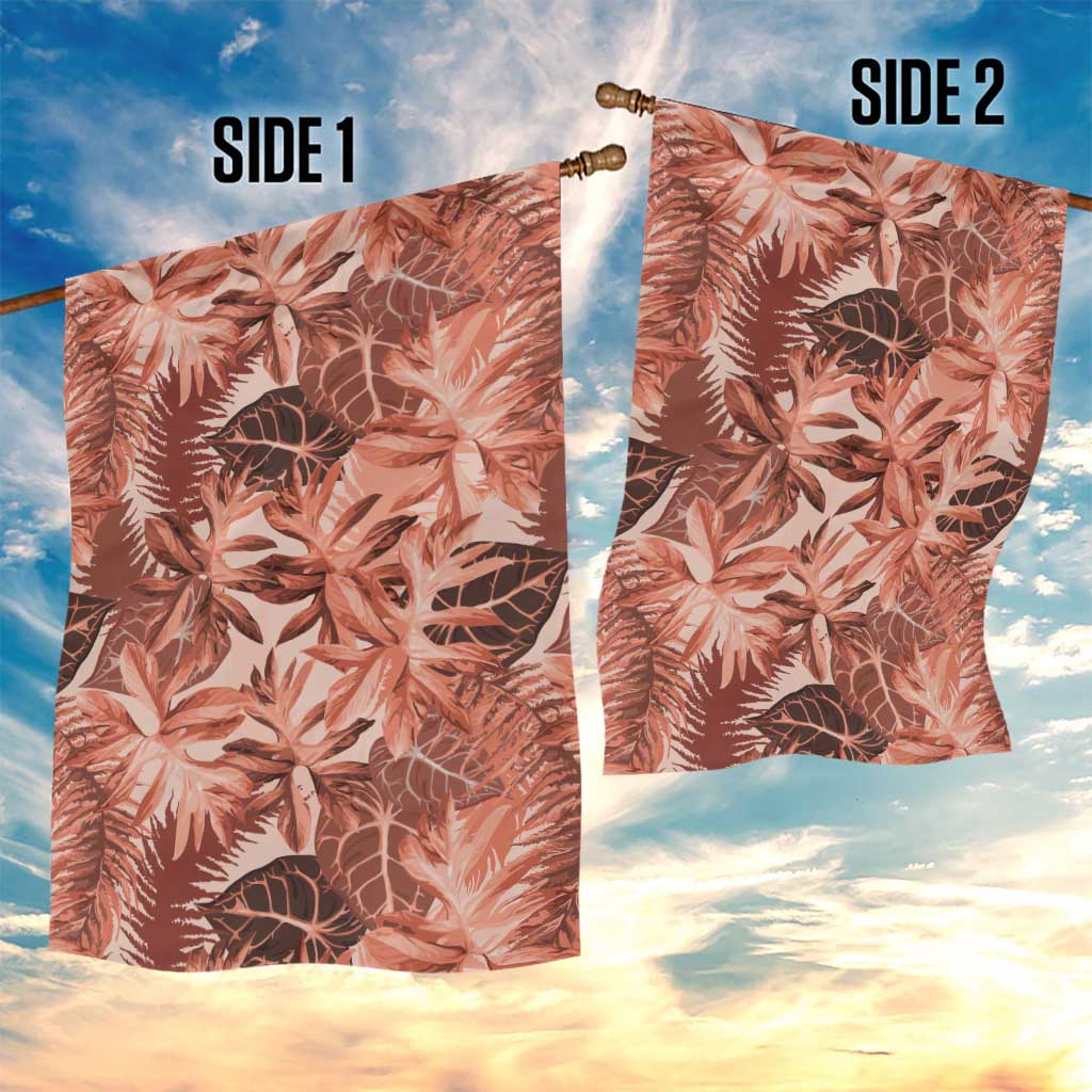 Hawaii Red Brown Tropical Leaves Garden Flag - Polynesian Pride