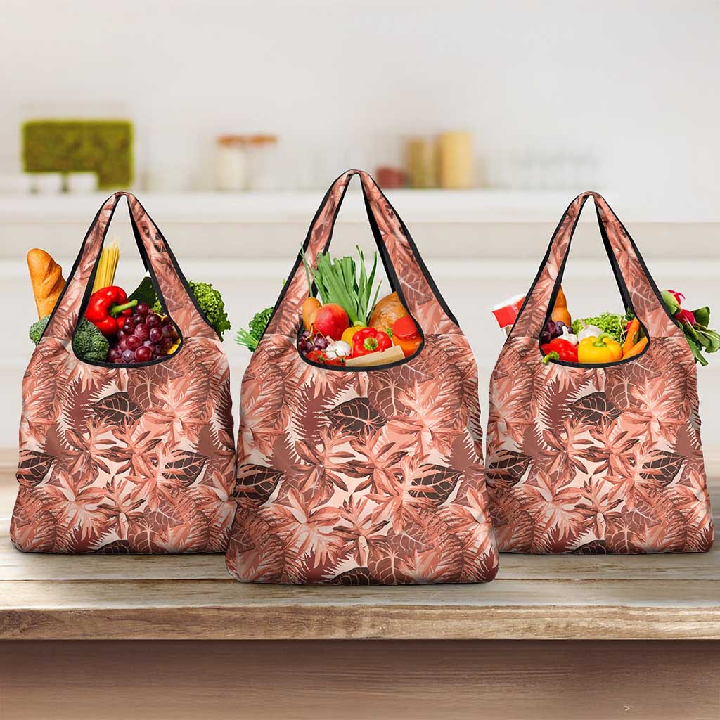 Hawaii Red Brown Tropical Leaves Grocery Bag - Polynesian Pride