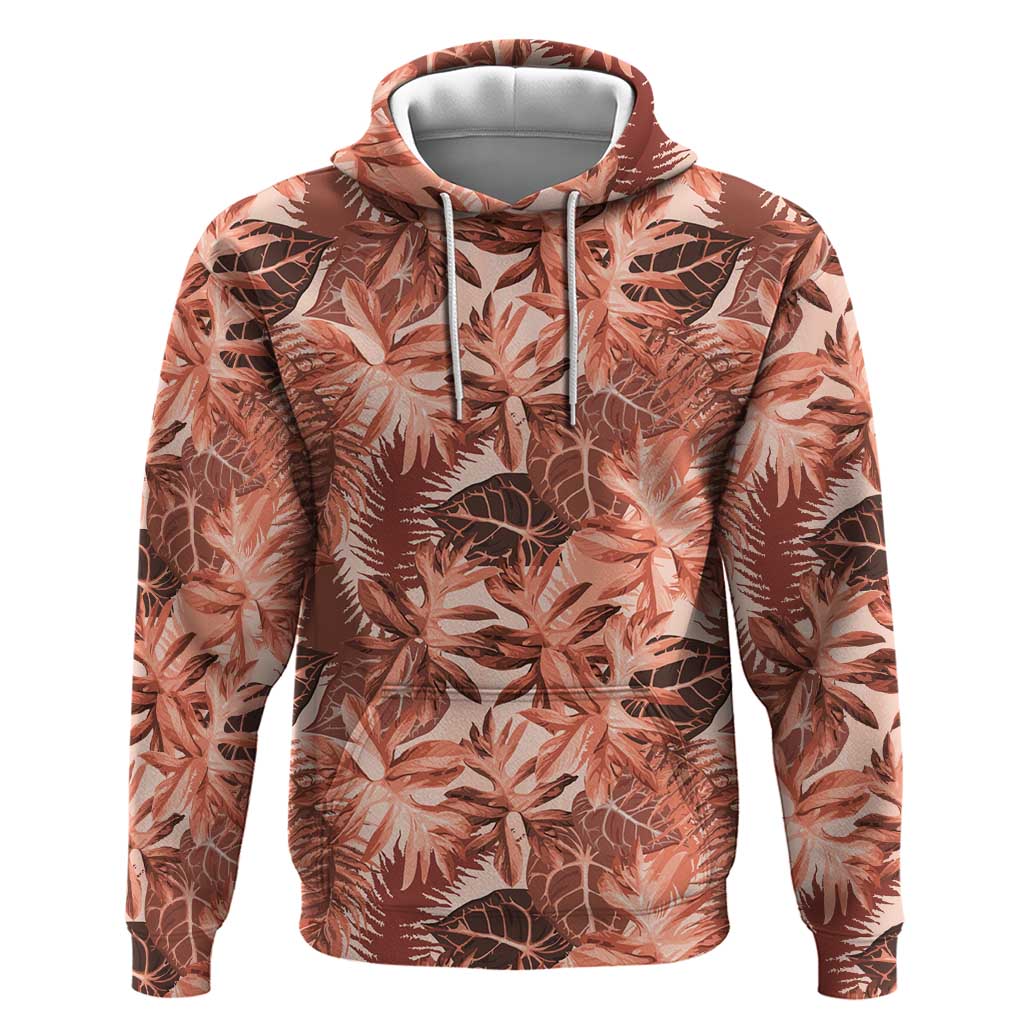 Hawaii Red Brown Tropical Leaves Hoodie - Polynesian Pride
