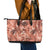Hawaii Red Brown Tropical Leaves Leather Tote Bag - Polynesian Pride