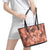 Hawaii Red Brown Tropical Leaves Leather Tote Bag - Polynesian Pride