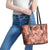 Hawaii Red Brown Tropical Leaves Leather Tote Bag - Polynesian Pride