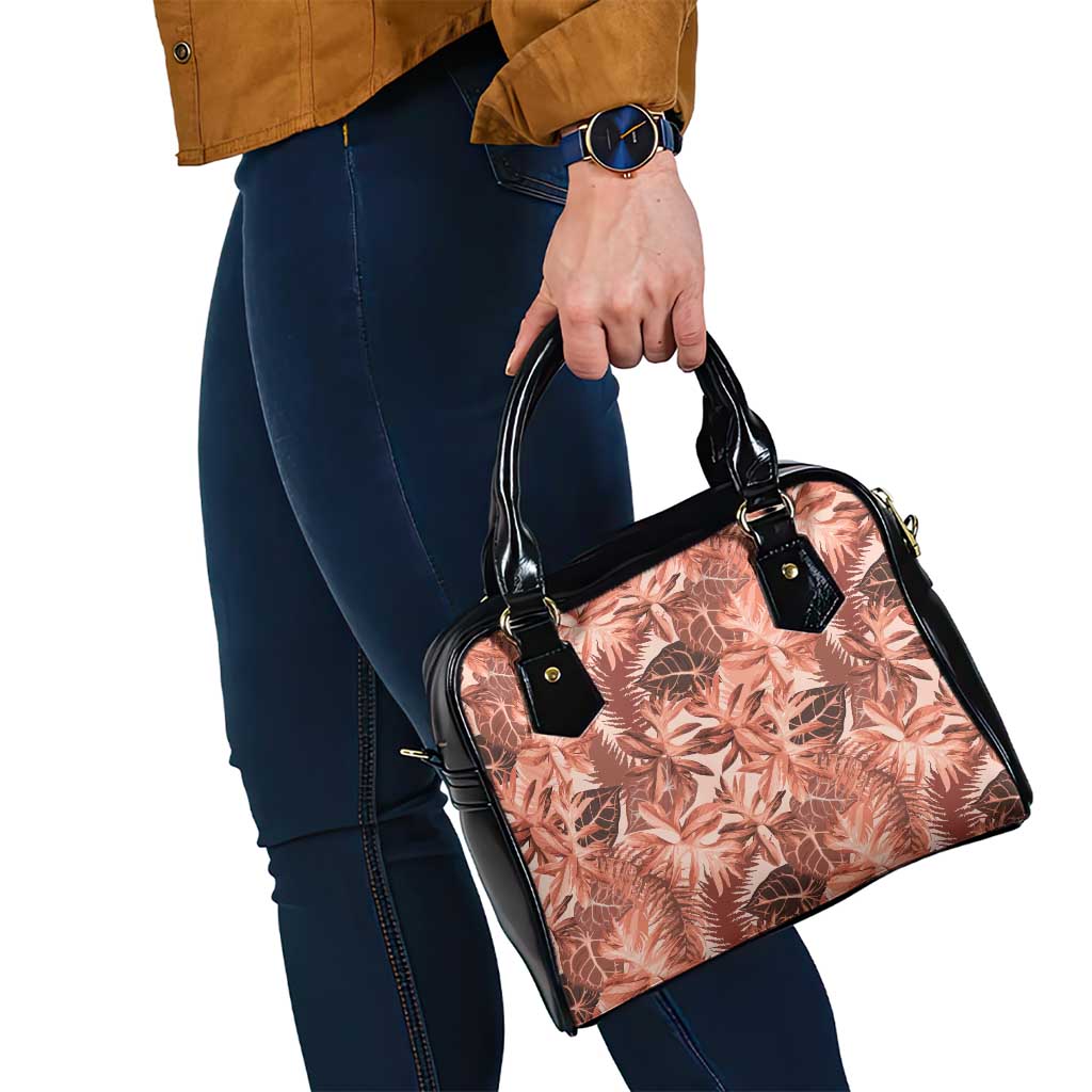Hawaii Red Brown Tropical Leaves Shoulder Handbag - Polynesian Pride