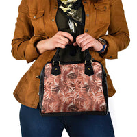 Hawaii Red Brown Tropical Leaves Shoulder Handbag - Polynesian Pride