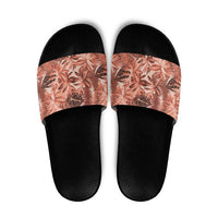 Hawaii Red Brown Tropical Leaves Slide Sandals - Polynesian Pride
