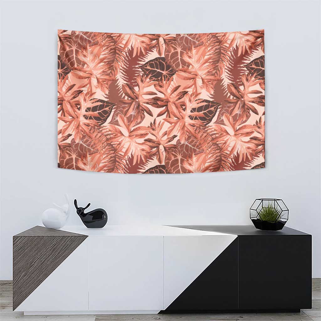Hawaii Red Brown Tropical Leaves Tapestry - Polynesian Pride