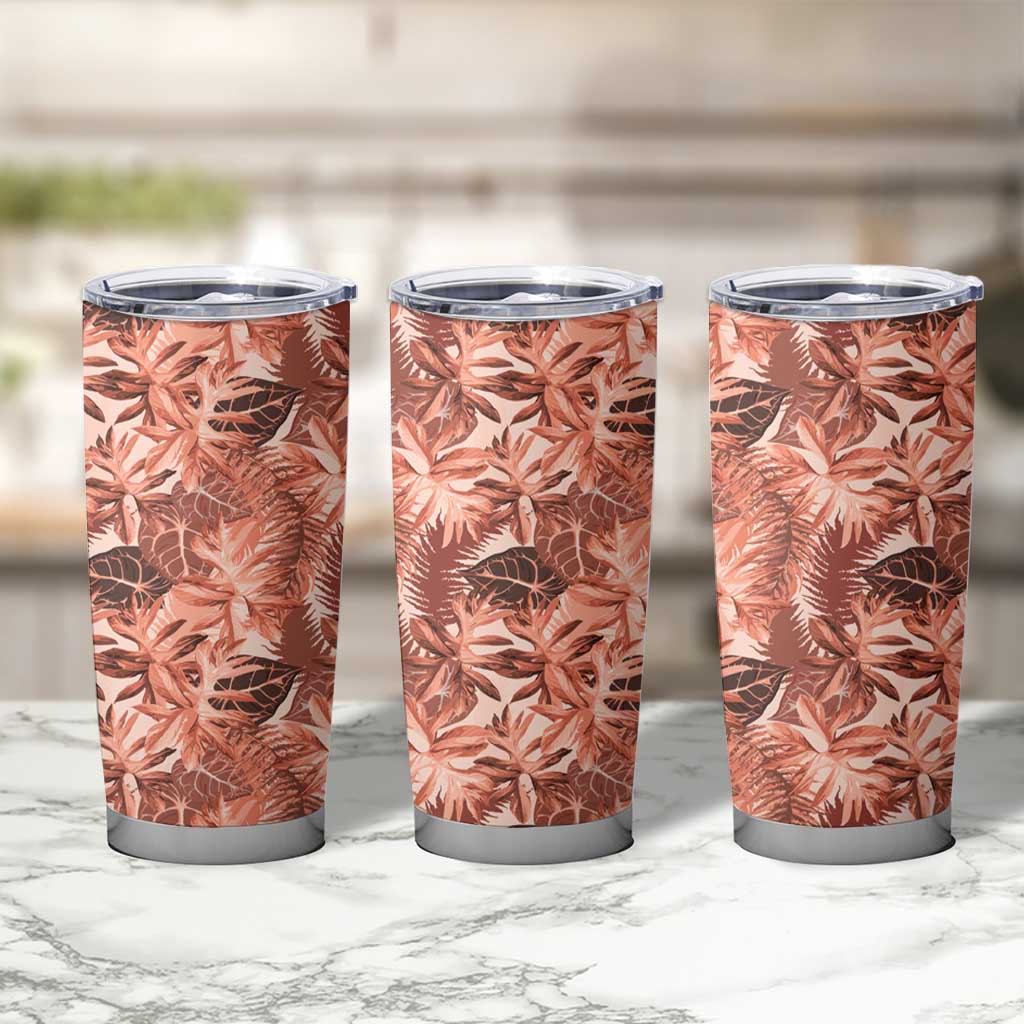 Hawaii Red Brown Tropical Leaves Tumbler Cup - Polynesian Pride