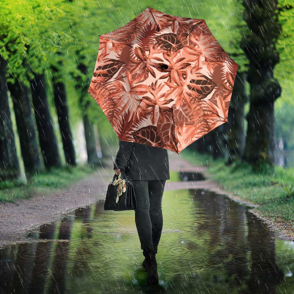 Hawaii Red Brown Tropical Leaves Umbrella - Polynesian Pride