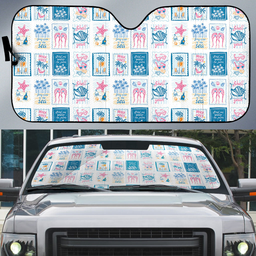 Hawaii Coastal Summer Postcard Auto Sun Shade LT01 Multicolor - Polynesian Pride