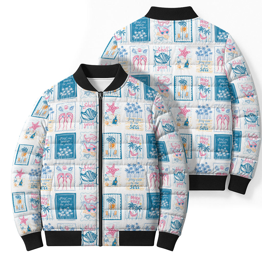 Hawaii Coastal Summer Postcard Bomber Puffer Jacket LT01 - Polynesian Pride