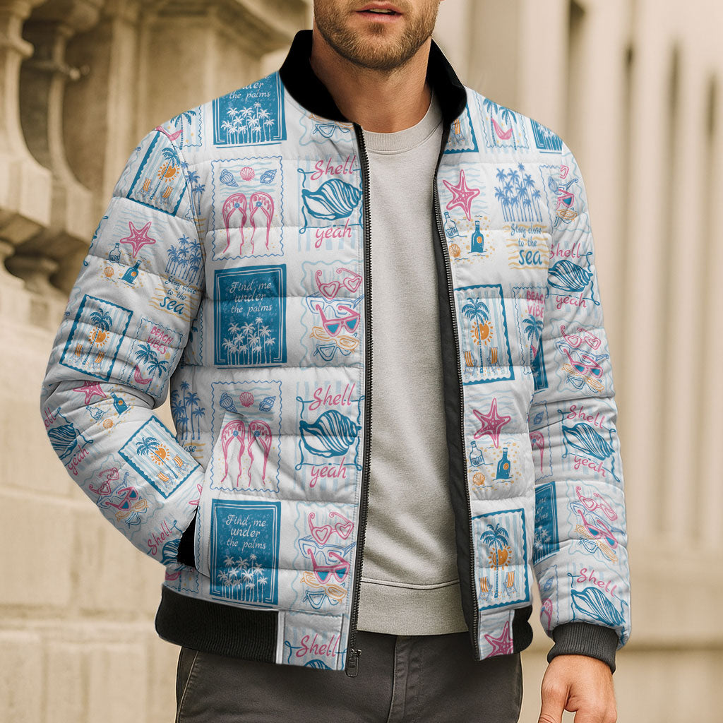 Hawaii Coastal Summer Postcard Bomber Puffer Jacket LT01 - Polynesian Pride