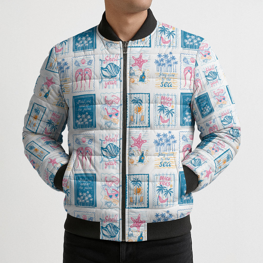 Hawaii Coastal Summer Postcard Bomber Puffer Jacket LT01 - Polynesian Pride