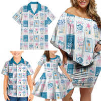 Hawaii Coastal Summer Postcard Family Matching Off Shoulder Short Dress and Hawaiian Shirt LT01 - Polynesian Pride