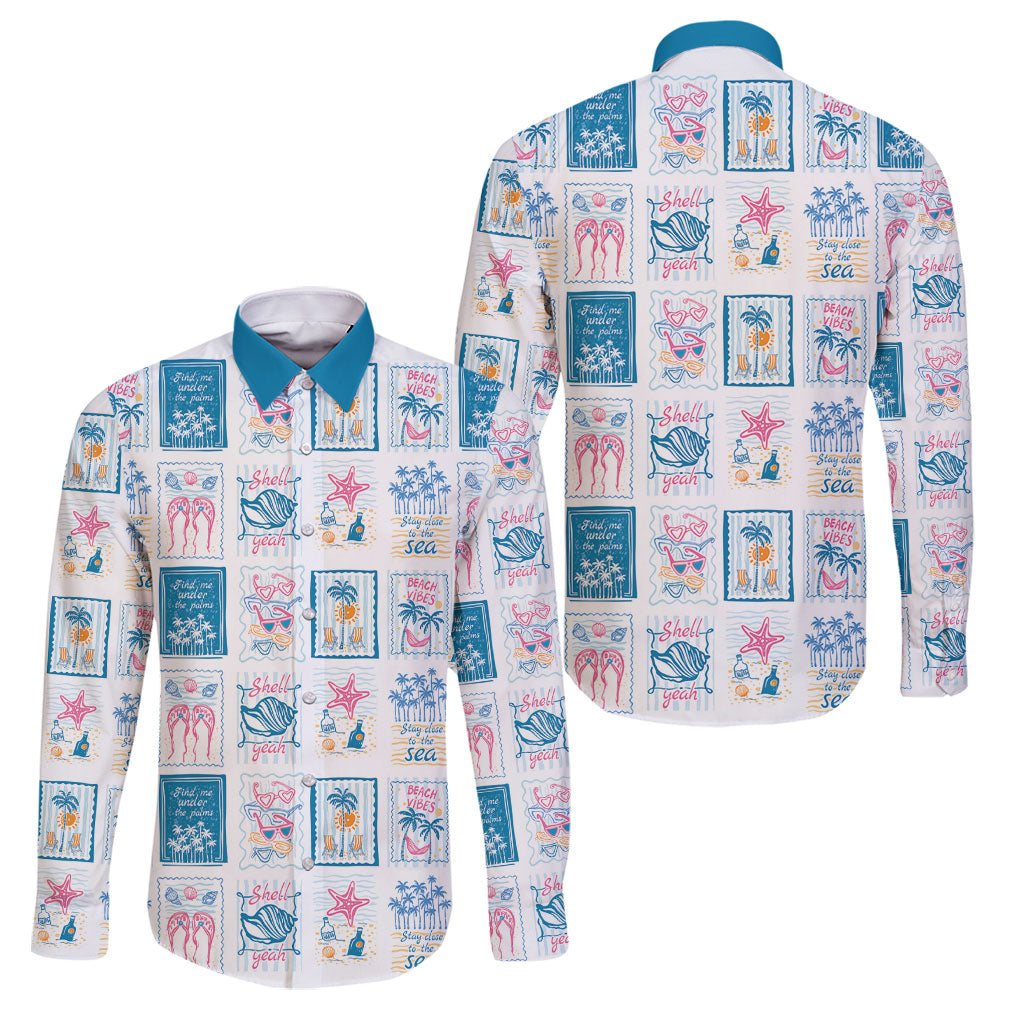 Hawaii Coastal Summer Postcard Family Matching Summer Maxi Dress and Hawaiian Shirt LT01 Dad's Shirt - Long Sleeve Multicolor - Polynesian Pride