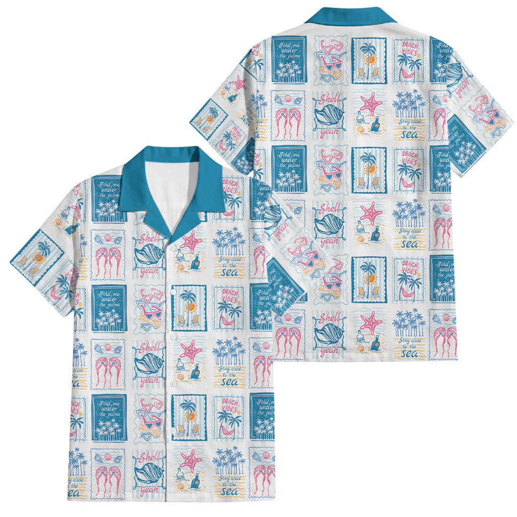 Hawaii Coastal Summer Postcard Family Matching Tank Maxi Dress and Hawaiian Shirt LT01 Dad's Shirt - Short Sleeve Multicolor - Polynesian Pride