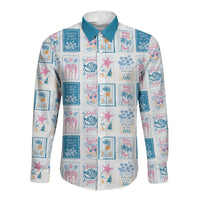 Hawaii Coastal Summer Postcard Long Sleeve Button Shirt LT01 Unisex Multicolor - Polynesian Pride