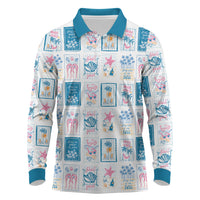 Hawaii Coastal Summer Postcard Long Sleeve Polo Shirt LT01 Multicolor - Polynesian Pride