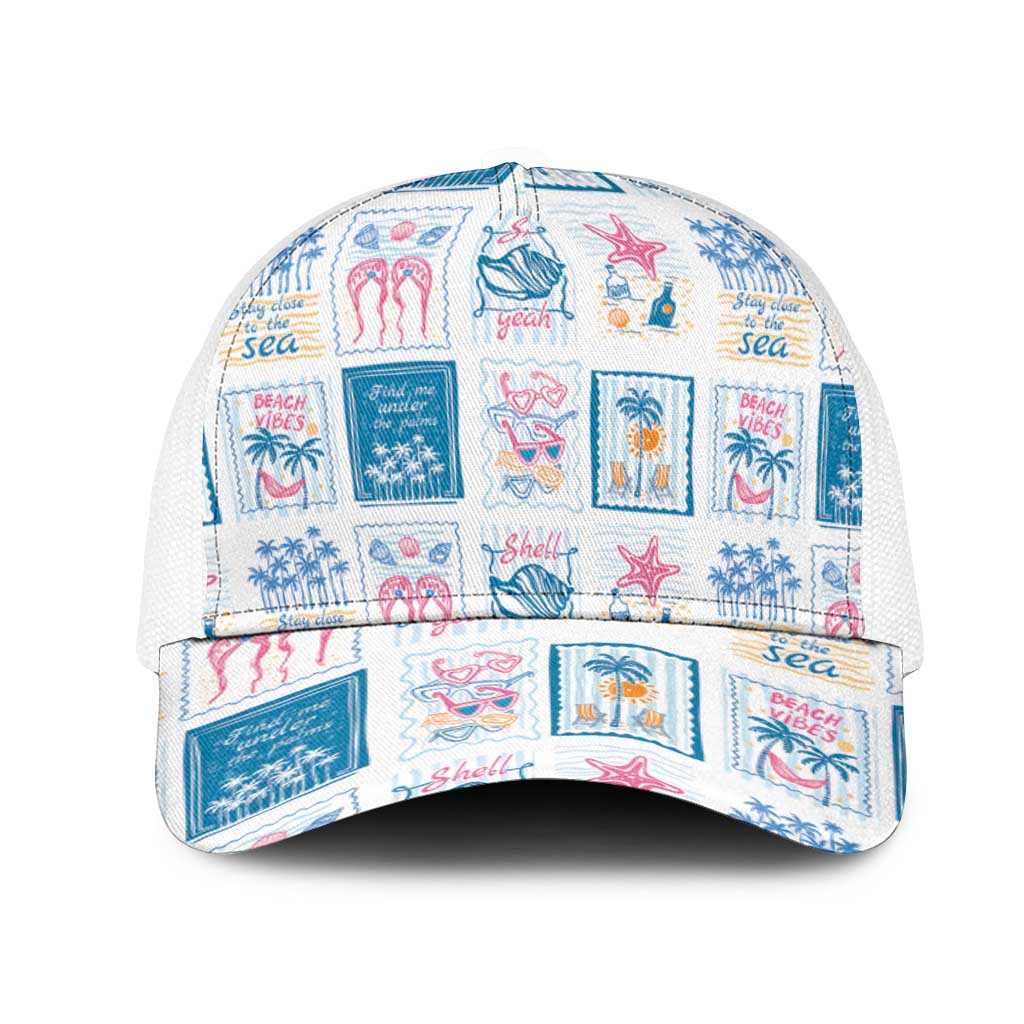 Hawaii Coastal Summer Postcard Mesh Trucker Cap LT01 One Size White Multicolor - Polynesian Pride