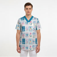 Hawaii Coastal Summer Postcard Scrub Top LT01 - Polynesian Pride