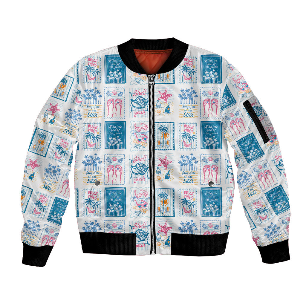 Hawaii Coastal Summer Postcard Sleeve Zip Bomber Jacket LT01 Unisex Multicolor - Polynesian Pride