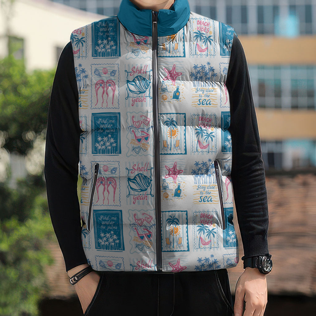 Hawaii Coastal Summer Postcard Sleeveless Puffer Jacket LT01 - Polynesian Pride