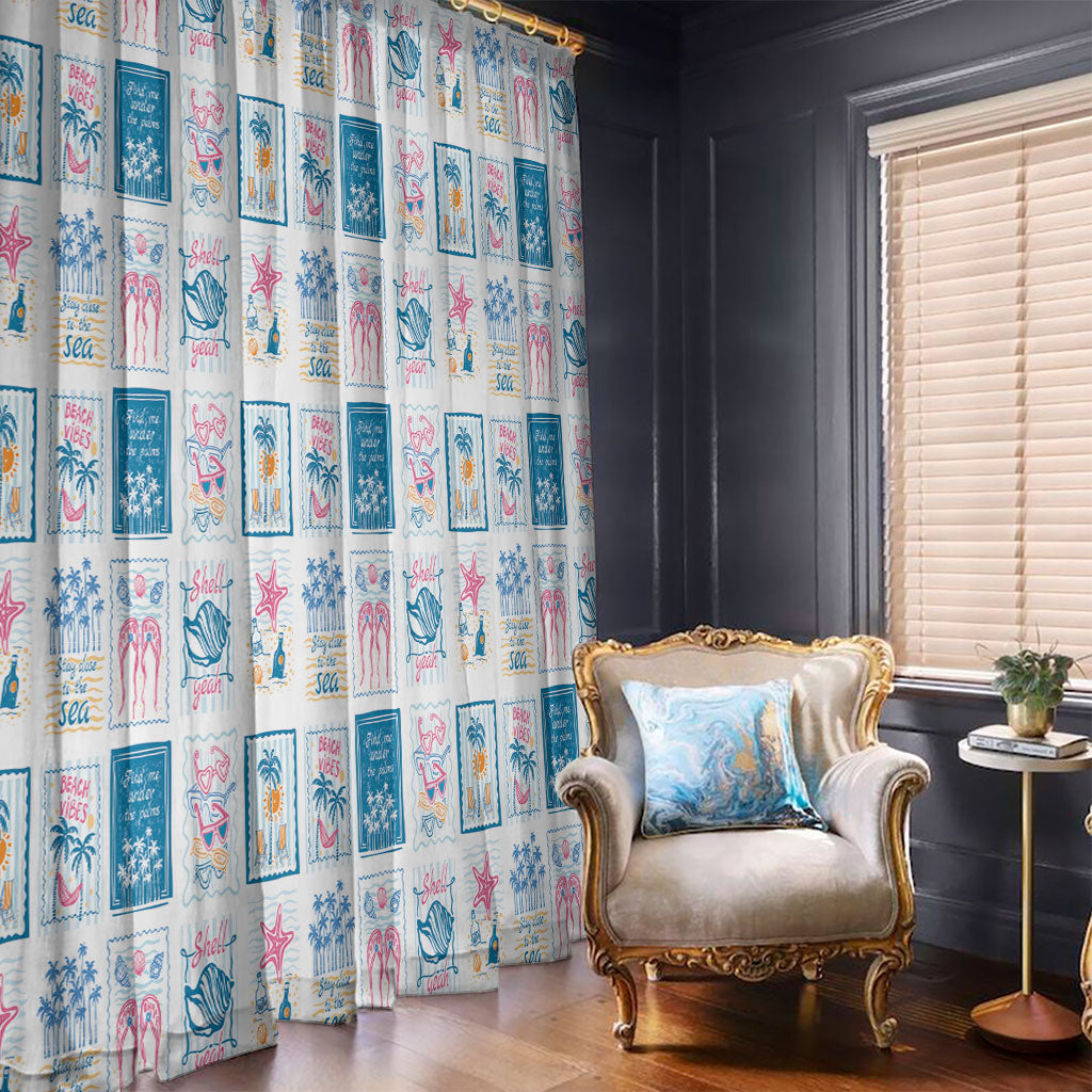 Hawaii Coastal Summer Postcard Window Curtain LT01 - Polynesian Pride