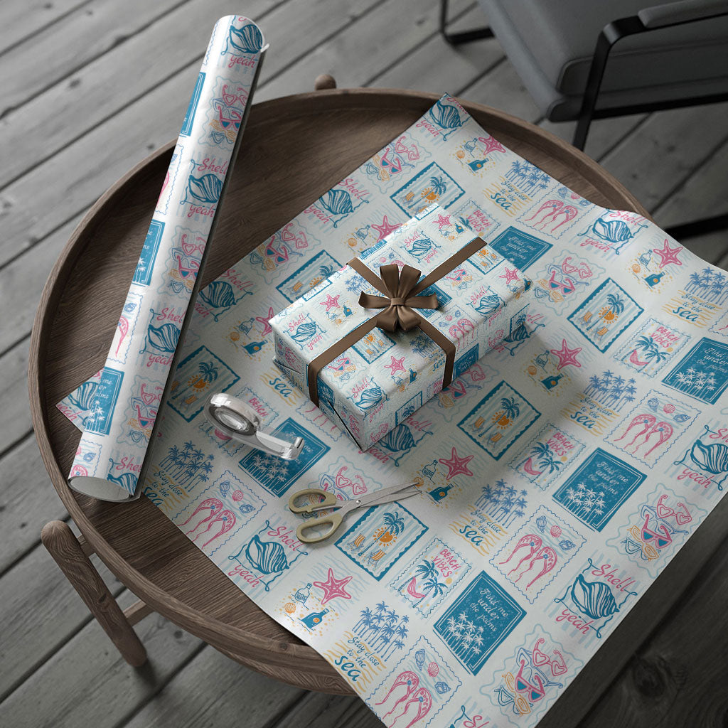 Hawaii Coastal Summer Postcard Wrapping Paper LT01 - Polynesian Pride