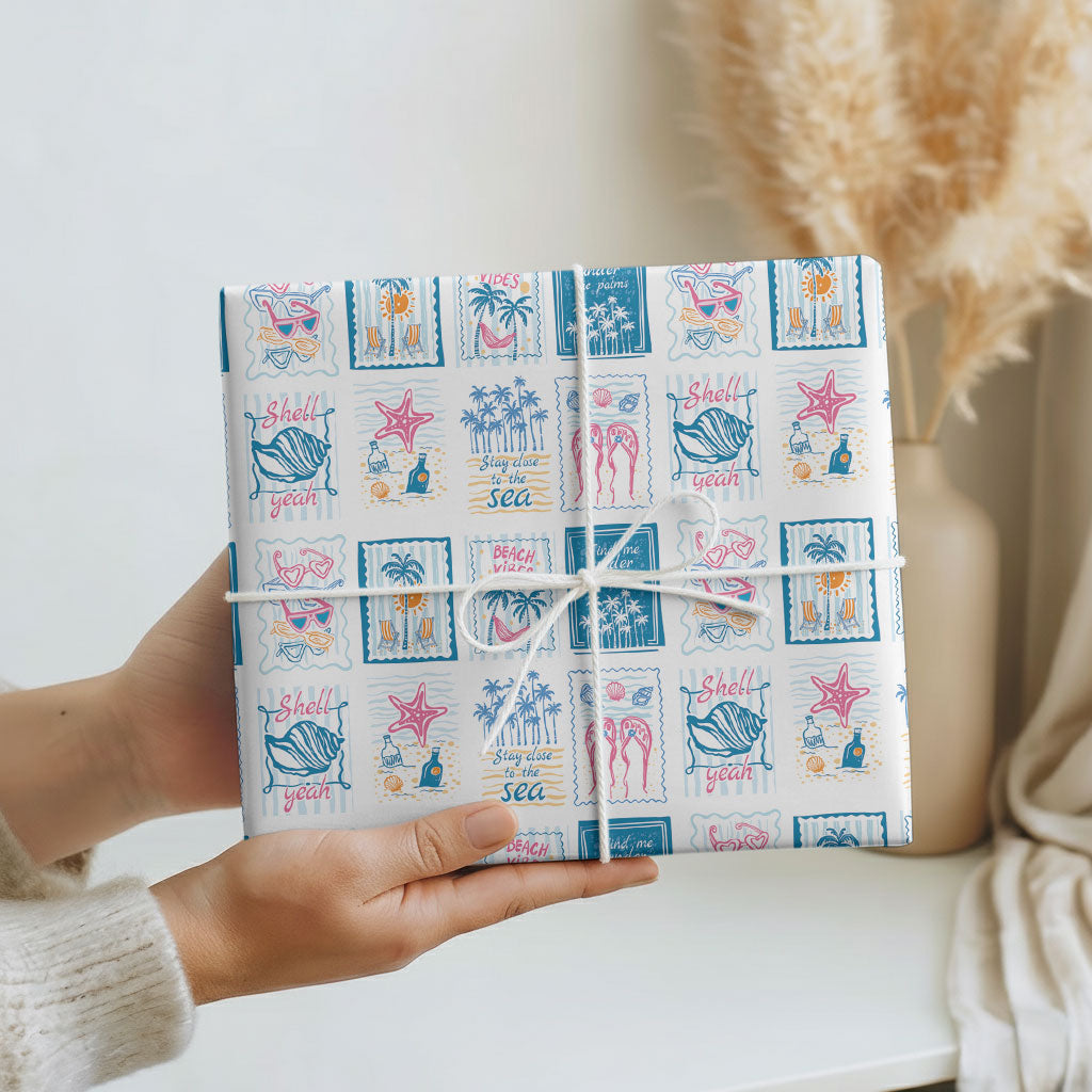 Hawaii Coastal Summer Postcard Wrapping Paper LT01 - Polynesian Pride