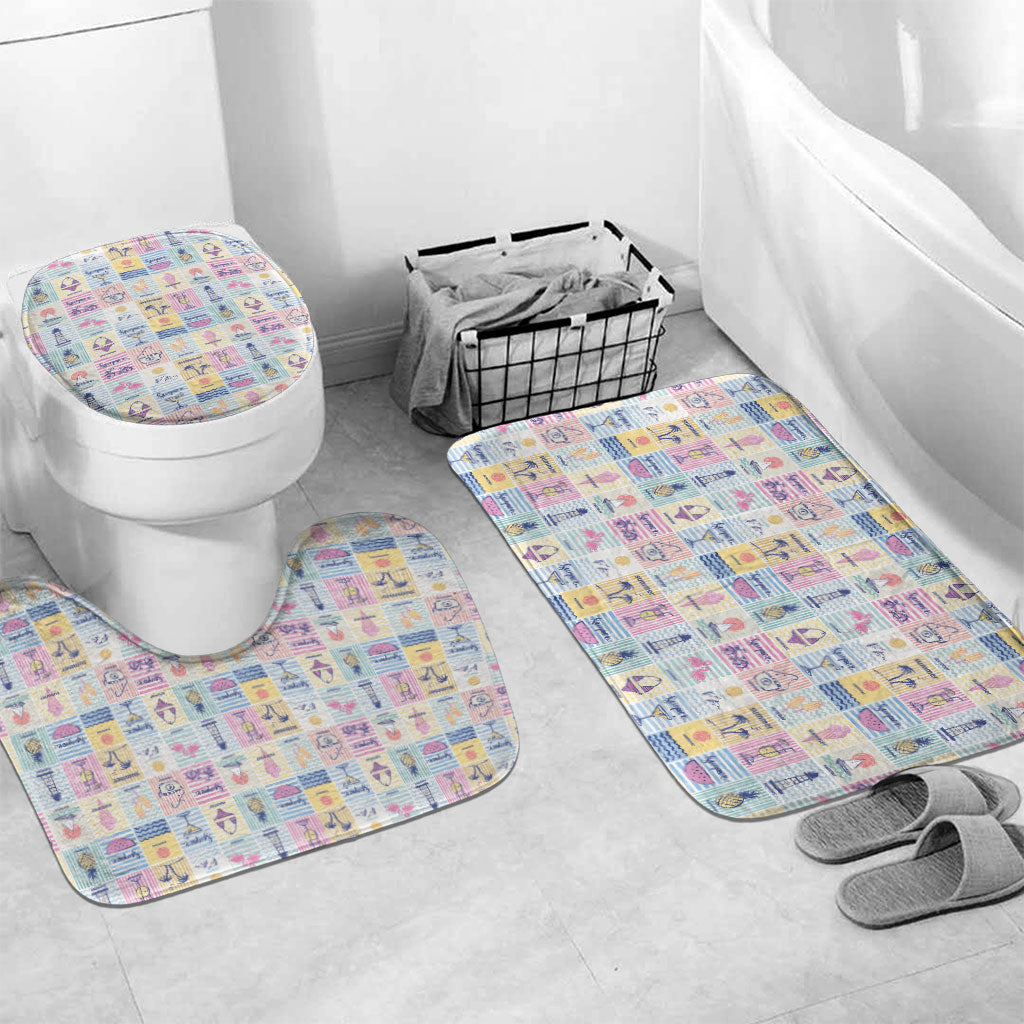Aloha Summer Posters Grunge Textures Bathroom Set LT01 Mat Set Only (3 pcs) One Size Multicolor - Polynesian Pride