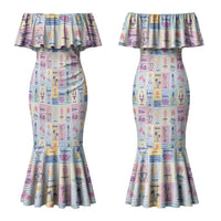 Aloha Summer Posters Grunge Textures Couples Matching Mermaid Dress and Long Sleeve Button Shirt LT01 - Polynesian Pride