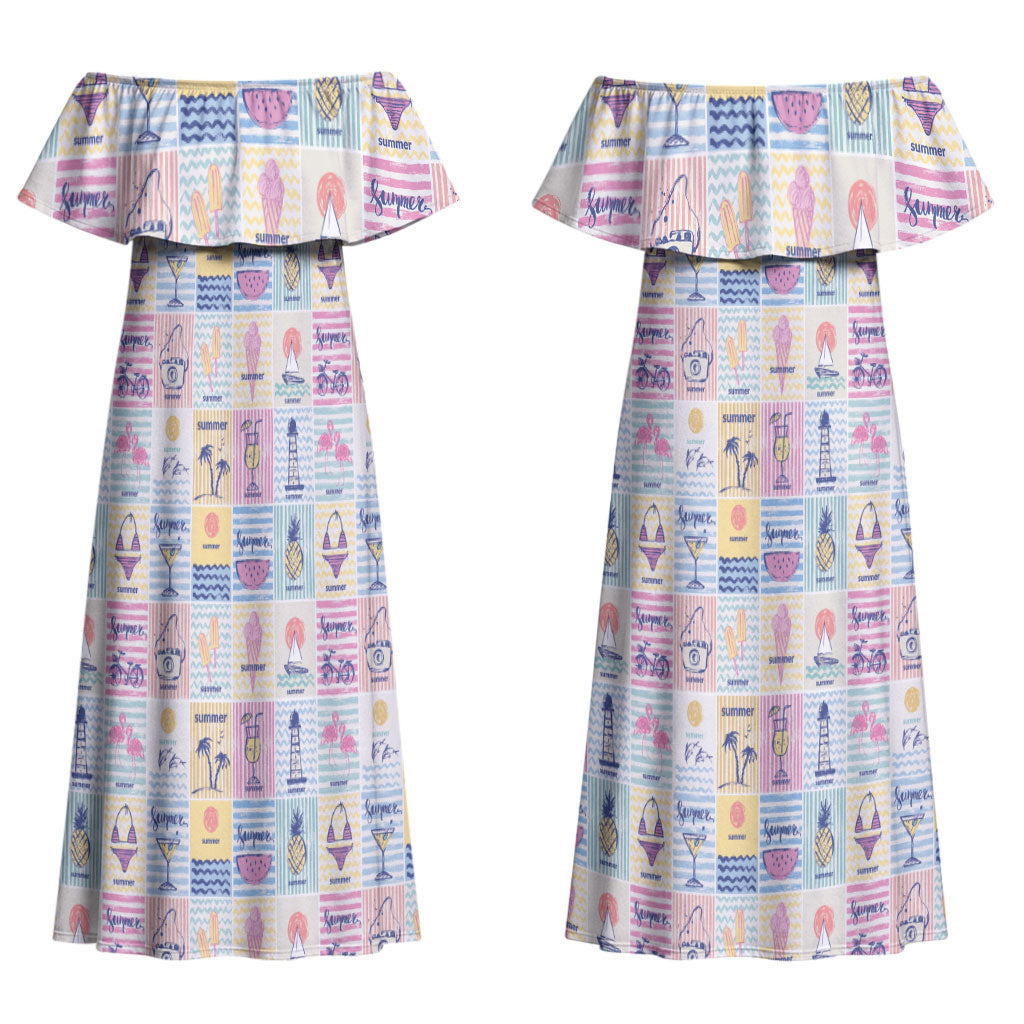 Aloha Summer Posters Grunge Textures Couples Matching Off Shoulder Maxi Dress and Hawaiian Shirt LT01 - Polynesian Pride