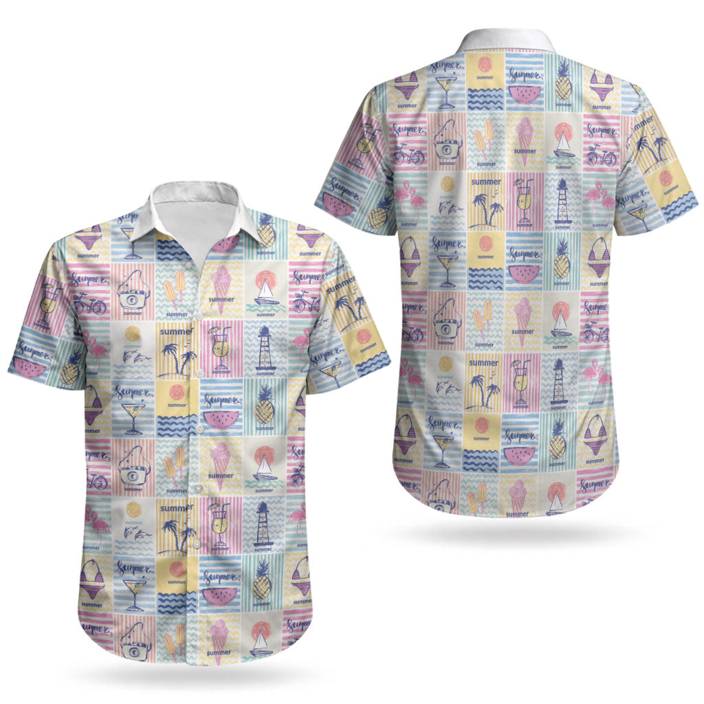 Aloha Summer Posters Grunge Textures Couples Matching Off The Shoulder Long Sleeve Dress and Hawaiian Shirt LT01 - Polynesian Pride