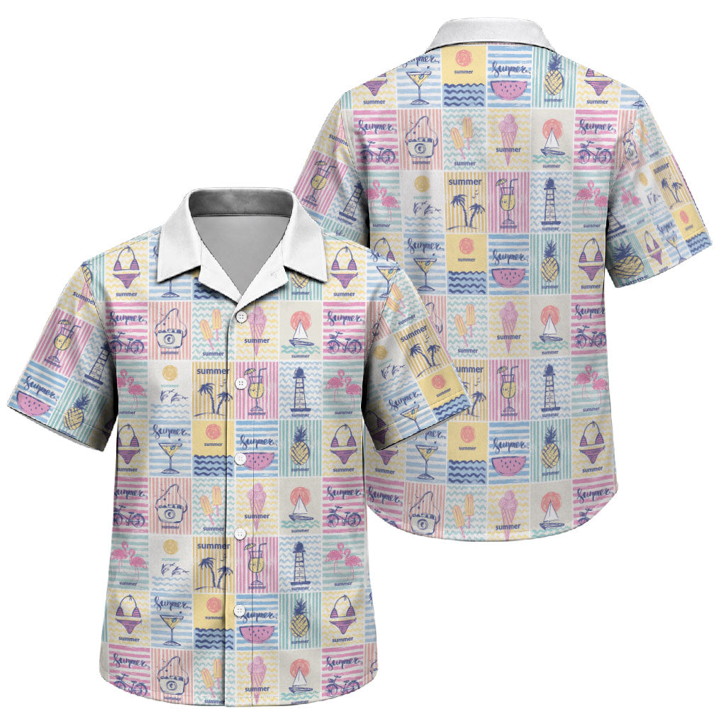 Aloha Summer Posters Grunge Textures Family Matching Long Sleeve Bodycon Dress and Hawaiian Shirt LT01 Son's Shirt Multicolor - Polynesian Pride