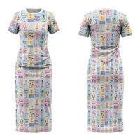 Aloha Summer Posters Grunge Textures Family Matching Short Sleeve Bodycon Dress and Hawaiian Shirt LT01 Mom's Dress Multicolor - Polynesian Pride
