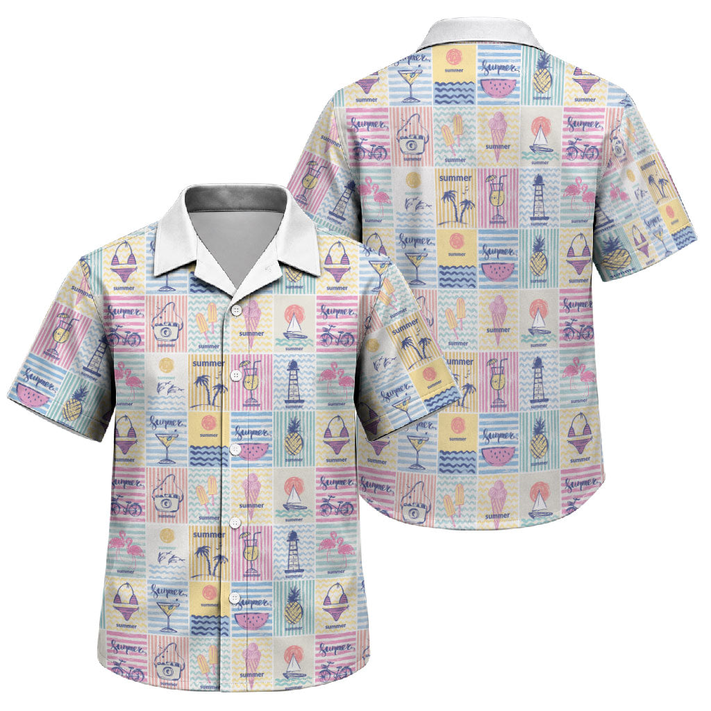 Aloha Summer Posters Grunge Textures Family Matching Tank Maxi Dress and Hawaiian Shirt LT01 Son's Shirt Multicolor - Polynesian Pride