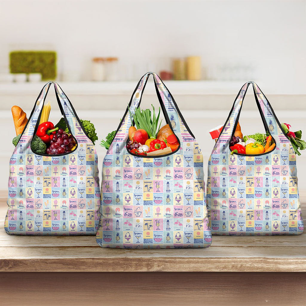 Aloha Summer Posters Grunge Textures Grocery Bag LT01 3-pack One Size Multicolor - Polynesian Pride