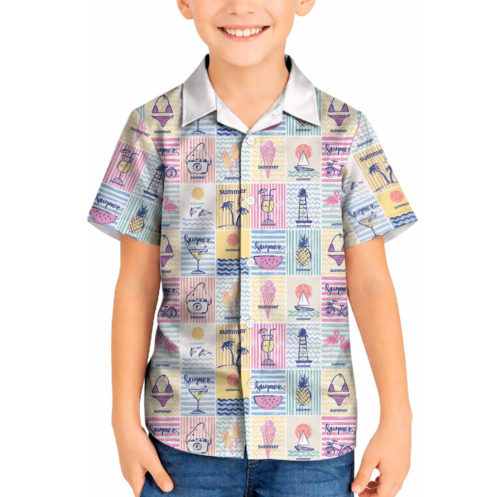 Aloha Summer Posters Grunge Textures Kid Hawaiian Shirt LT01 Kid Multicolor - Polynesian Pride