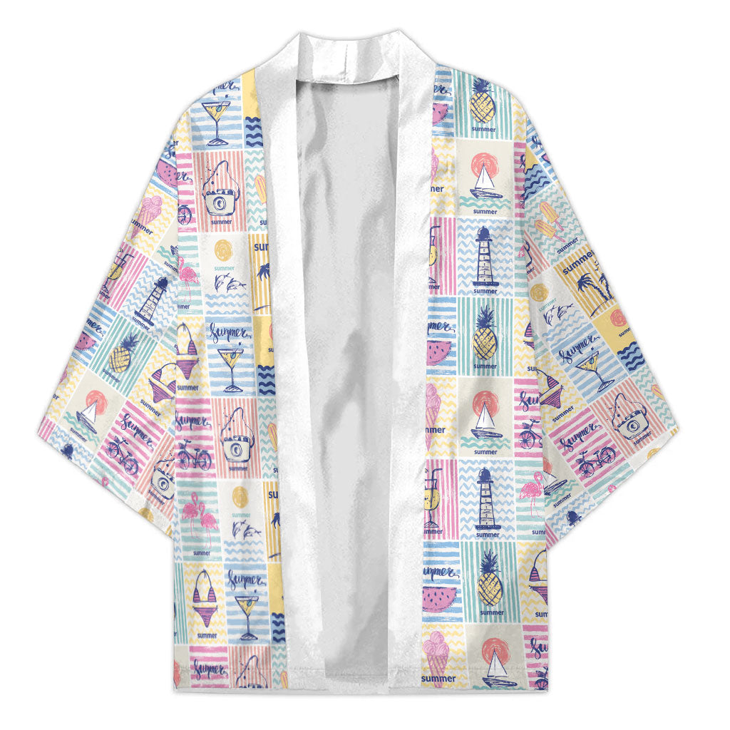 Aloha Summer Posters Grunge Textures Kimono LT01 Unisex Multicolor - Polynesian Pride