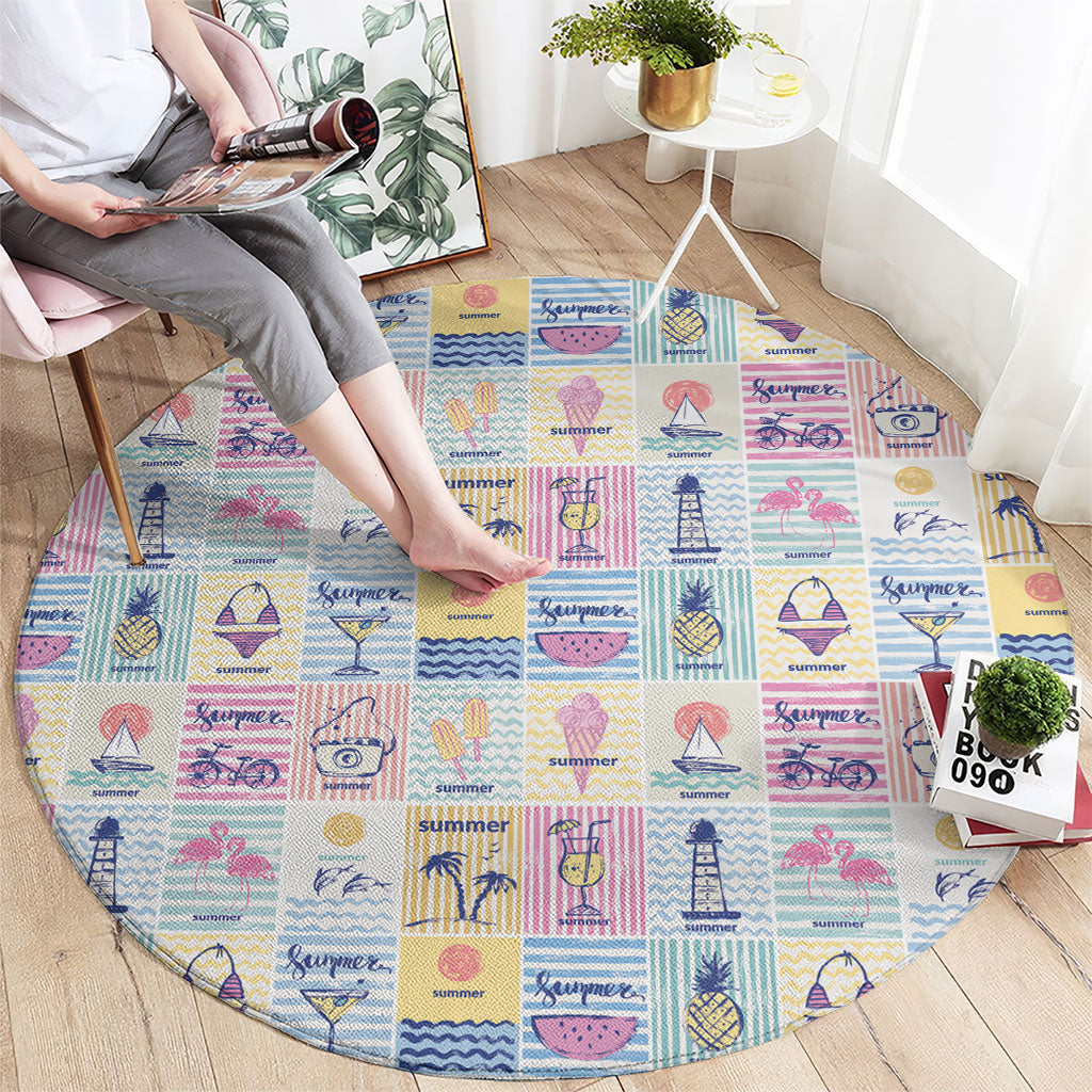 Aloha Summer Posters Grunge Textures Round Carpet LT01 - Polynesian Pride