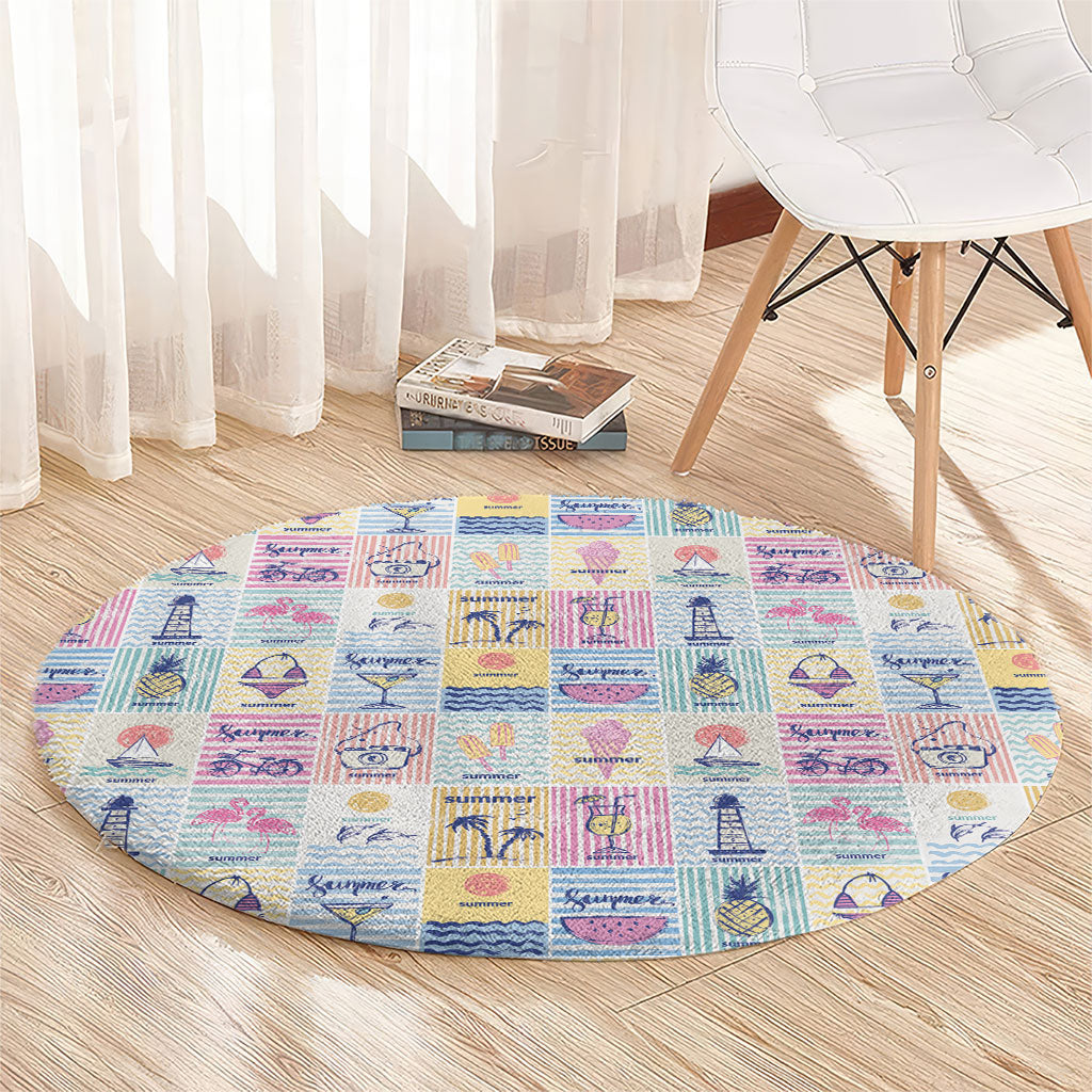 Aloha Summer Posters Grunge Textures Round Carpet LT01 - Polynesian Pride