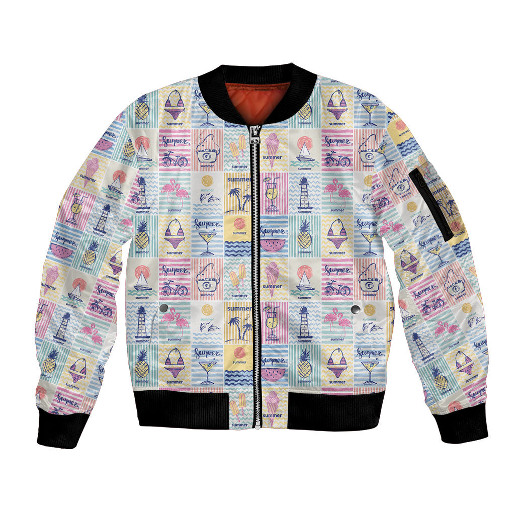 Aloha Summer Posters Grunge Textures Sleeve Zip Bomber Jacket LT01 Unisex Multicolor - Polynesian Pride