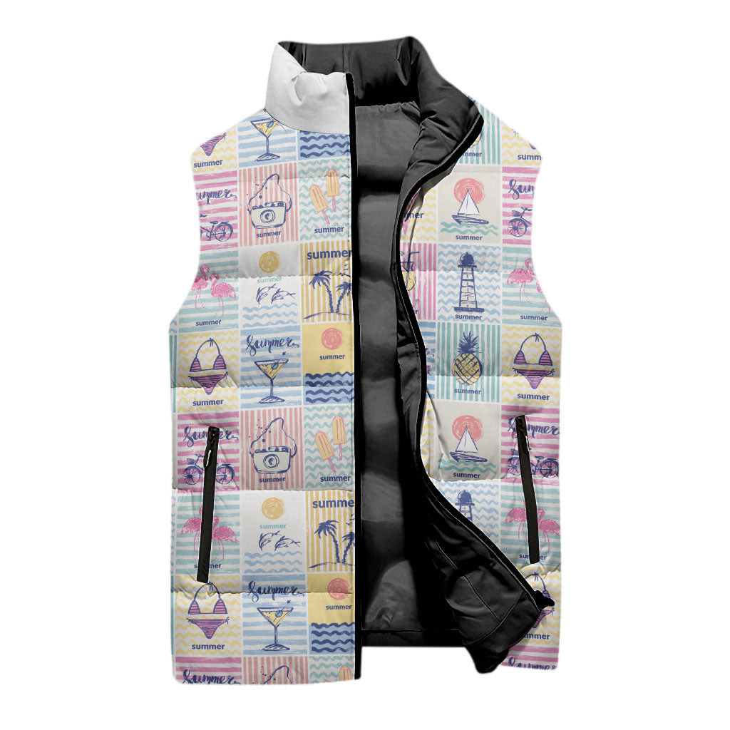 Aloha Summer Posters Grunge Textures Sleeveless Puffer Jacket LT01 - Polynesian Pride
