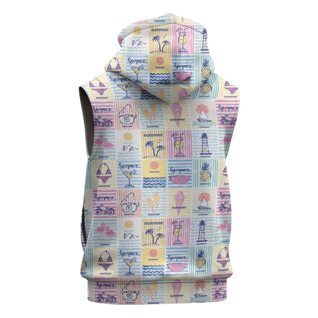 Aloha Summer Posters Grunge Textures Sleeveless Zip Hoodie LT01 - Polynesian Pride