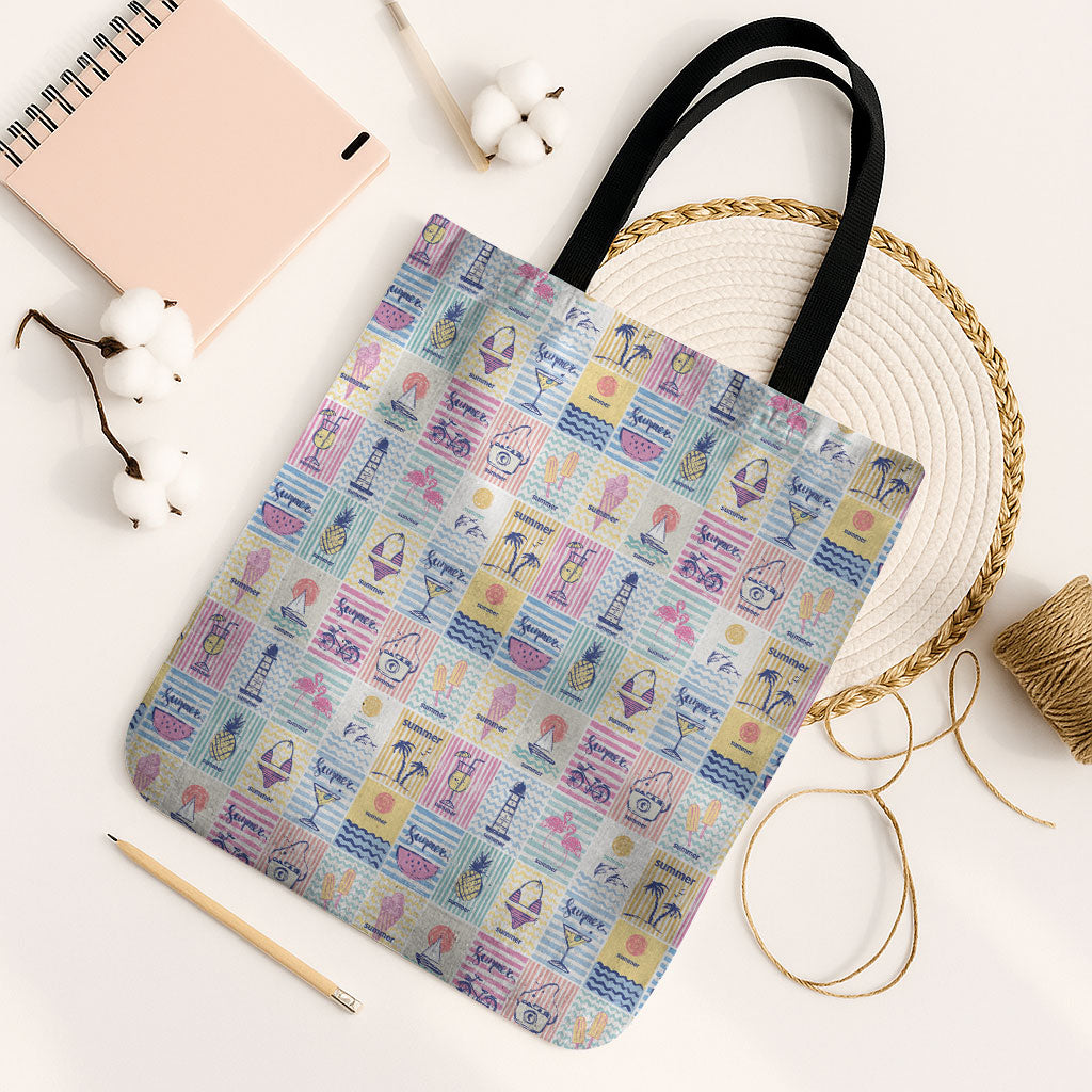 Aloha Summer Posters Grunge Textures Tote Bag LT01 Black Strap One Size Multicolor - Polynesian Pride