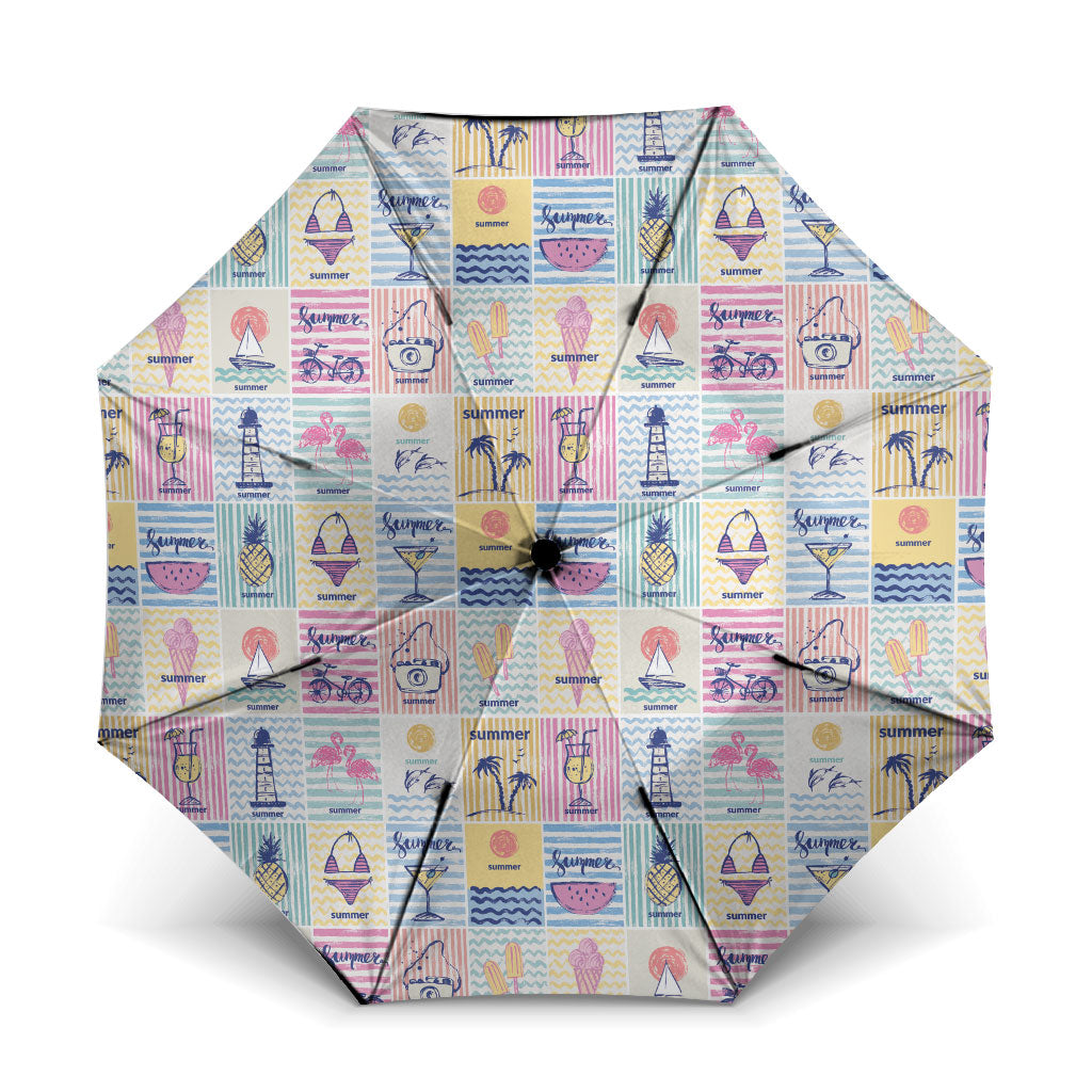 Aloha Summer Posters Grunge Textures Umbrella LT01 One Size Folded 11.42 inch Opened Diameter 37.4 inch Multicolor - Polynesian Pride