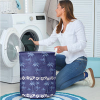 Blue Hawaii Palm Tree Hibiscus Laundry Basket Fantasy Summer Vibe LT01 - Polynesian Pride