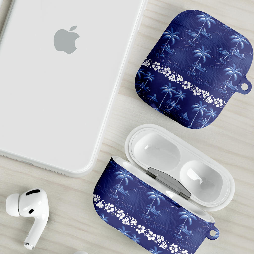 Blue Hawaii Palm Tree Hibiscus AirPods Case Fantasy Summer Vibe LT01 - Polynesian Pride