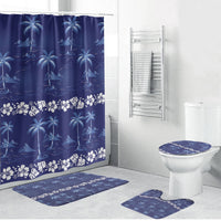 Blue Hawaii Palm Tree Hibiscus Bathroom Set Fantasy Summer Vibe