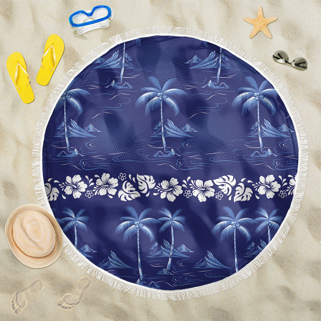 Blue Hawaii Palm Tree Hibiscus Beach Blanket Fantasy Summer Vibe