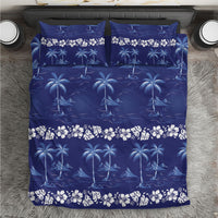 Blue Hawaii Palm Tree Hibiscus Bedding Set Fantasy Summer Vibe LT01 Blue - Polynesian Pride